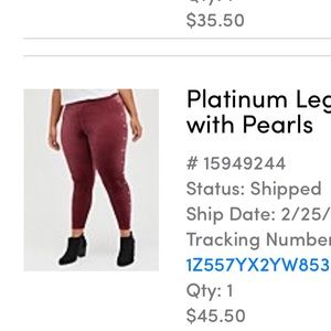 Burgundy leggings. Size 2